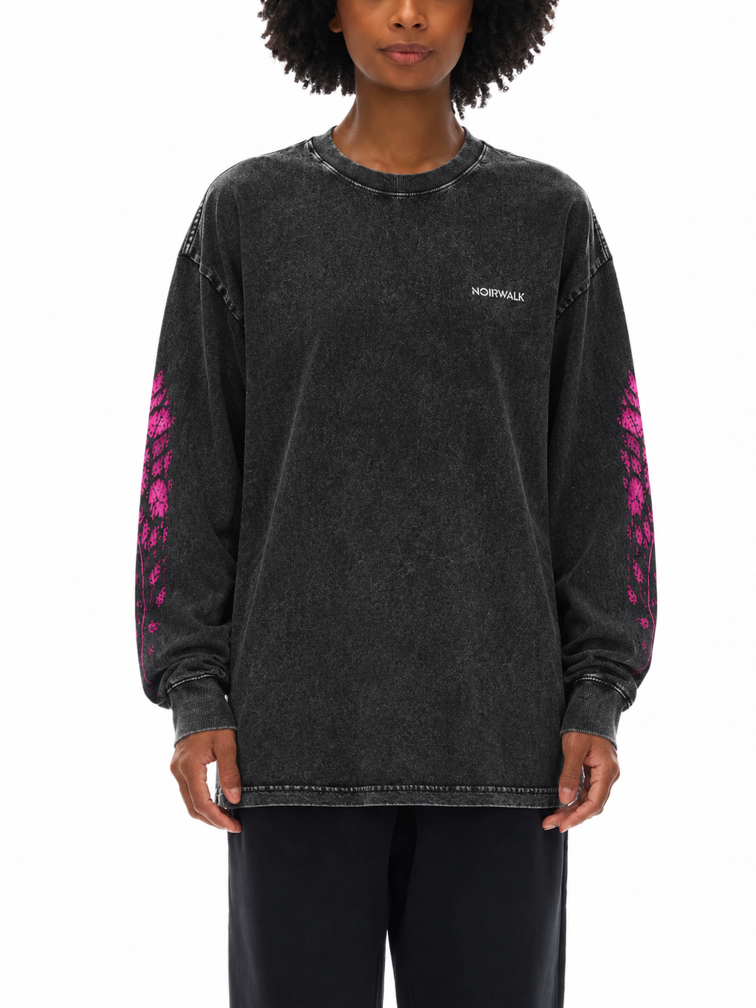 LOVE BLEEDS Acid Wash Oversize Long Sleeve T-Shirt