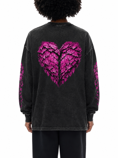 LOVE BLEEDS Acid Wash Oversize Long Sleeve T-Shirt