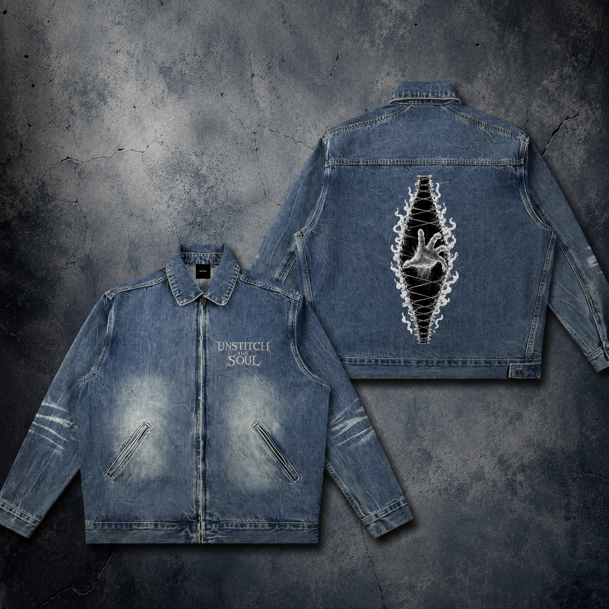 UNSTITCH THE SOUL: Zip Up Denim Jacket