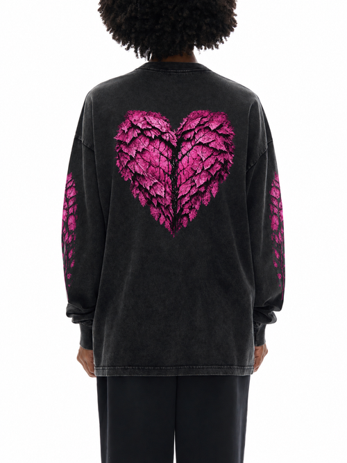 LOVE BLEEDS: Acid Wash Oversize Long Sleeve T-Shirt
