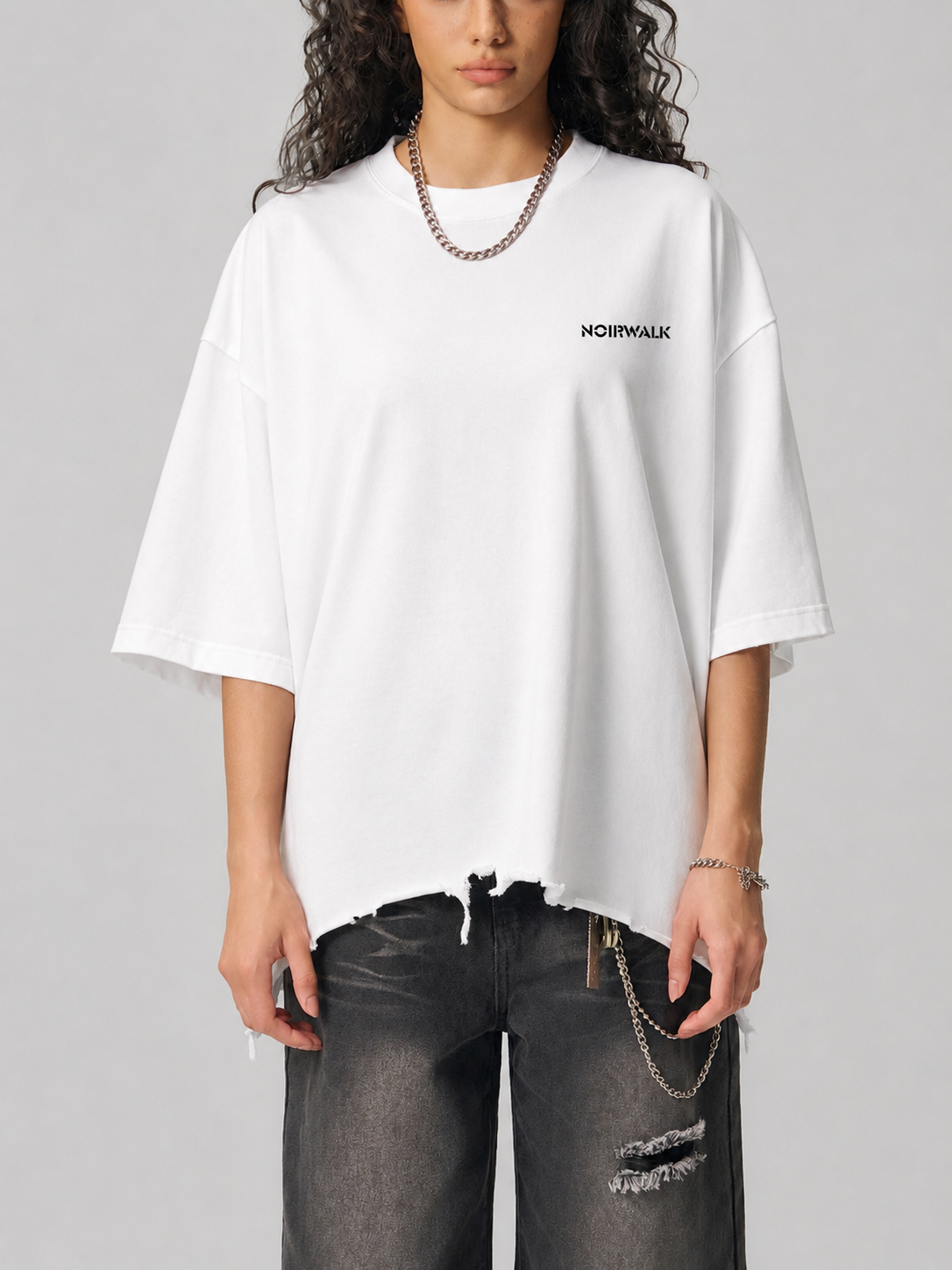 NW signature raw-hem boxy T-shirt